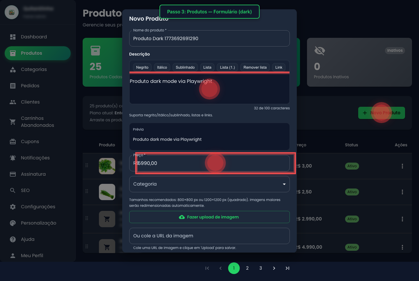 Formulário de Produto