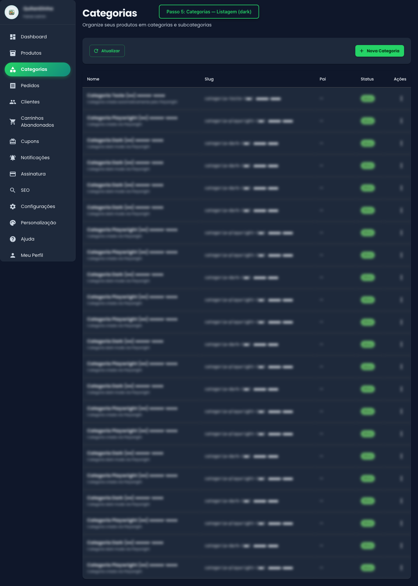 Categorias (listagem)