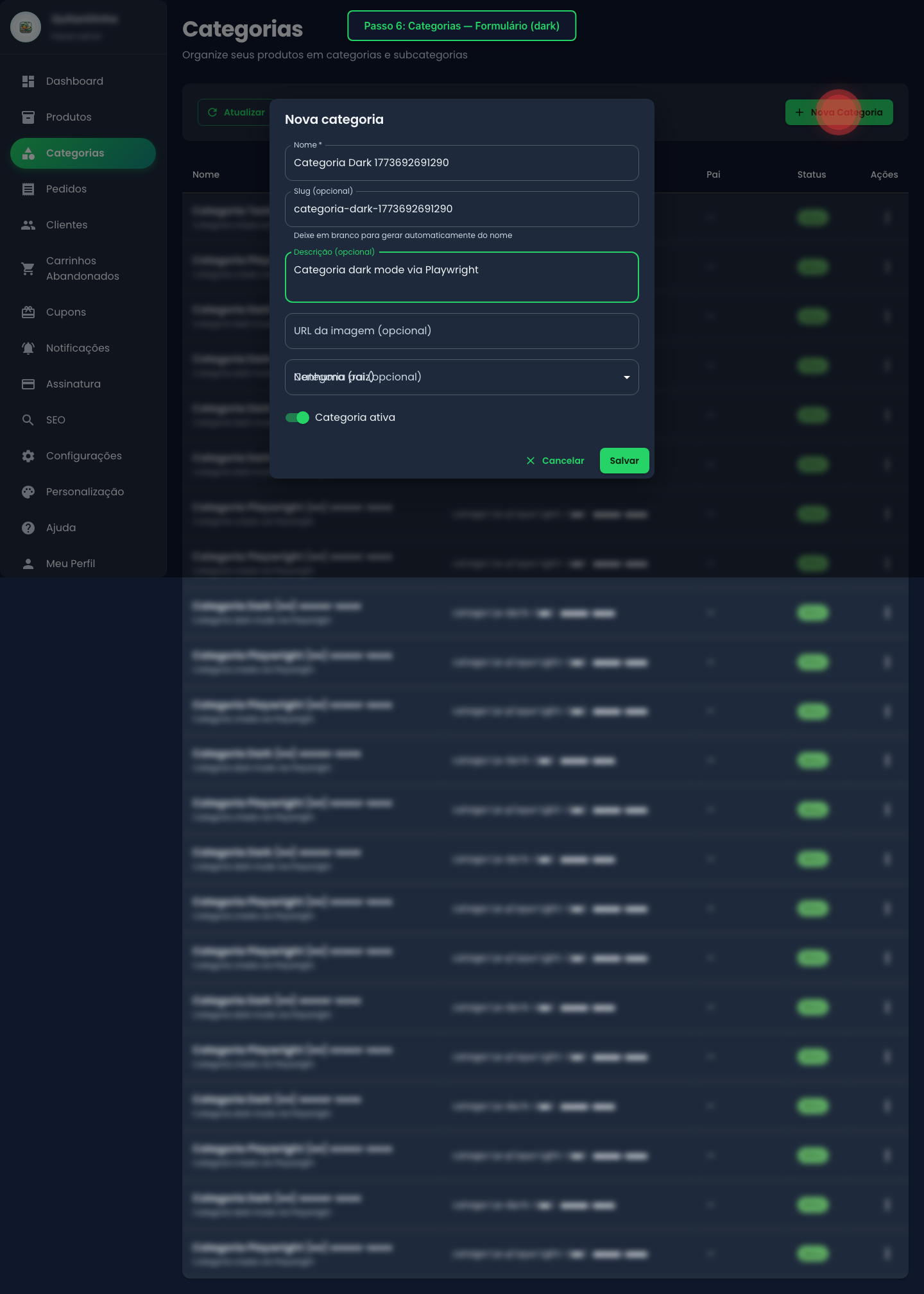 Formulário de Categoria