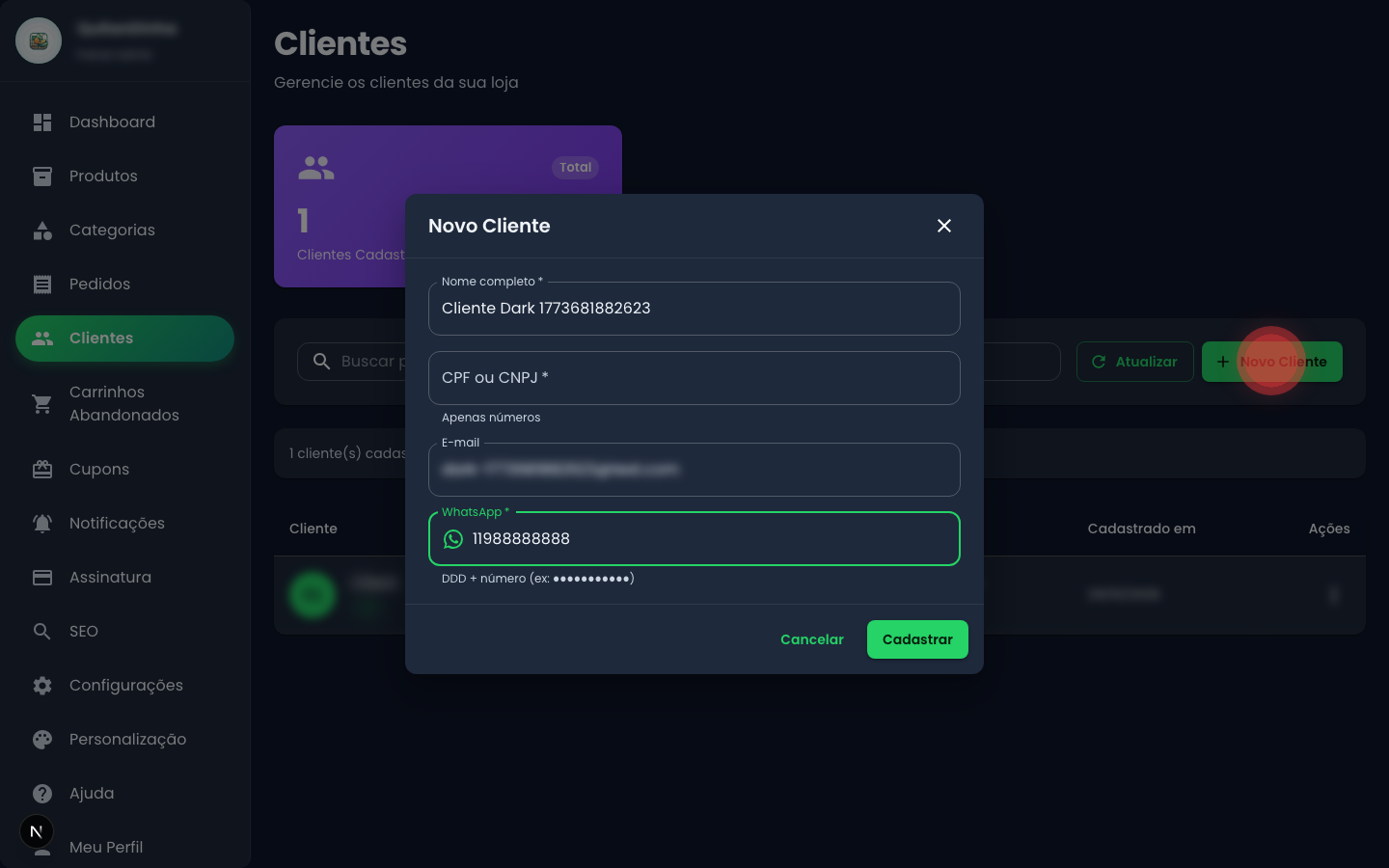 Formulário de Cliente