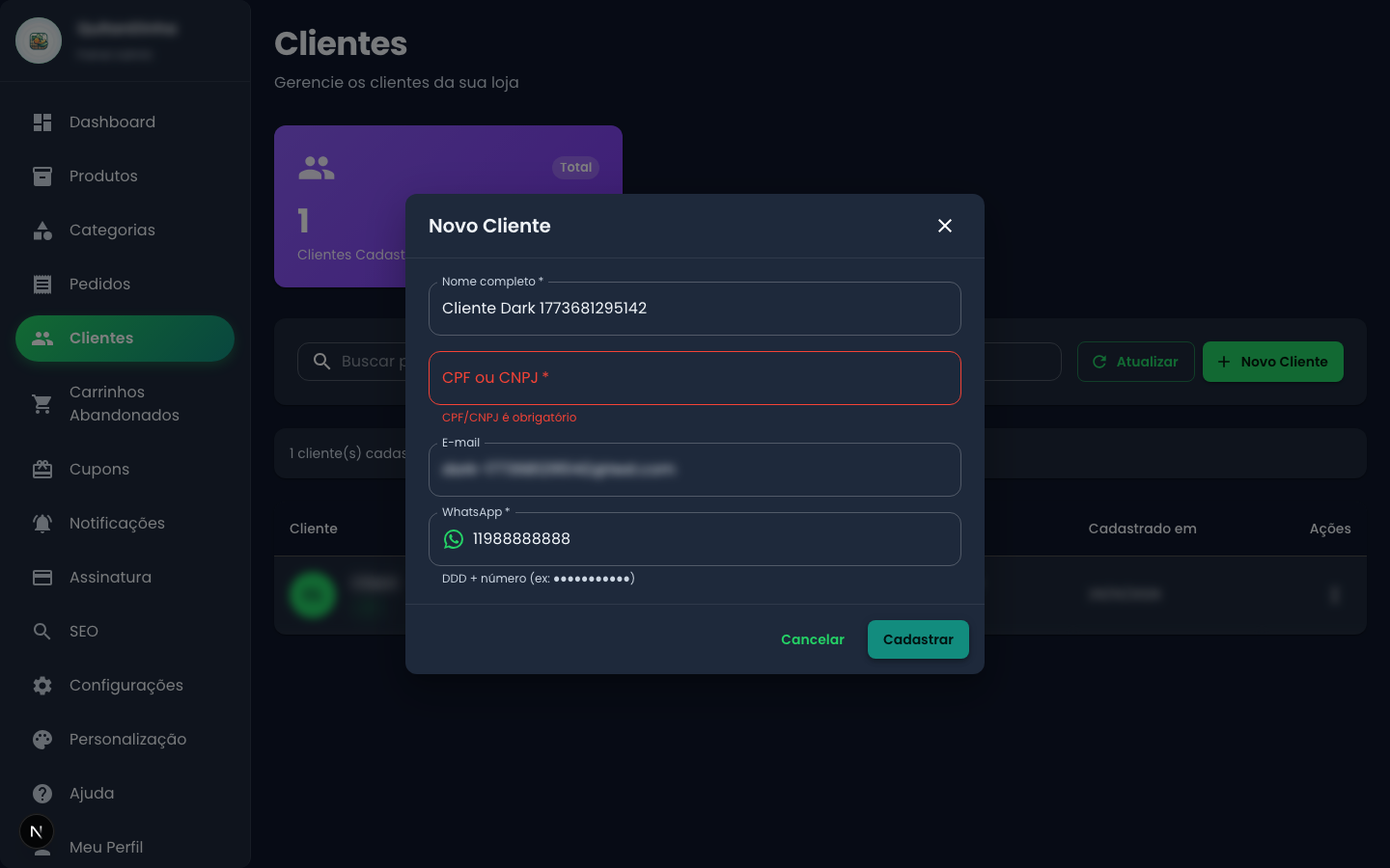 Clientes (após criar)