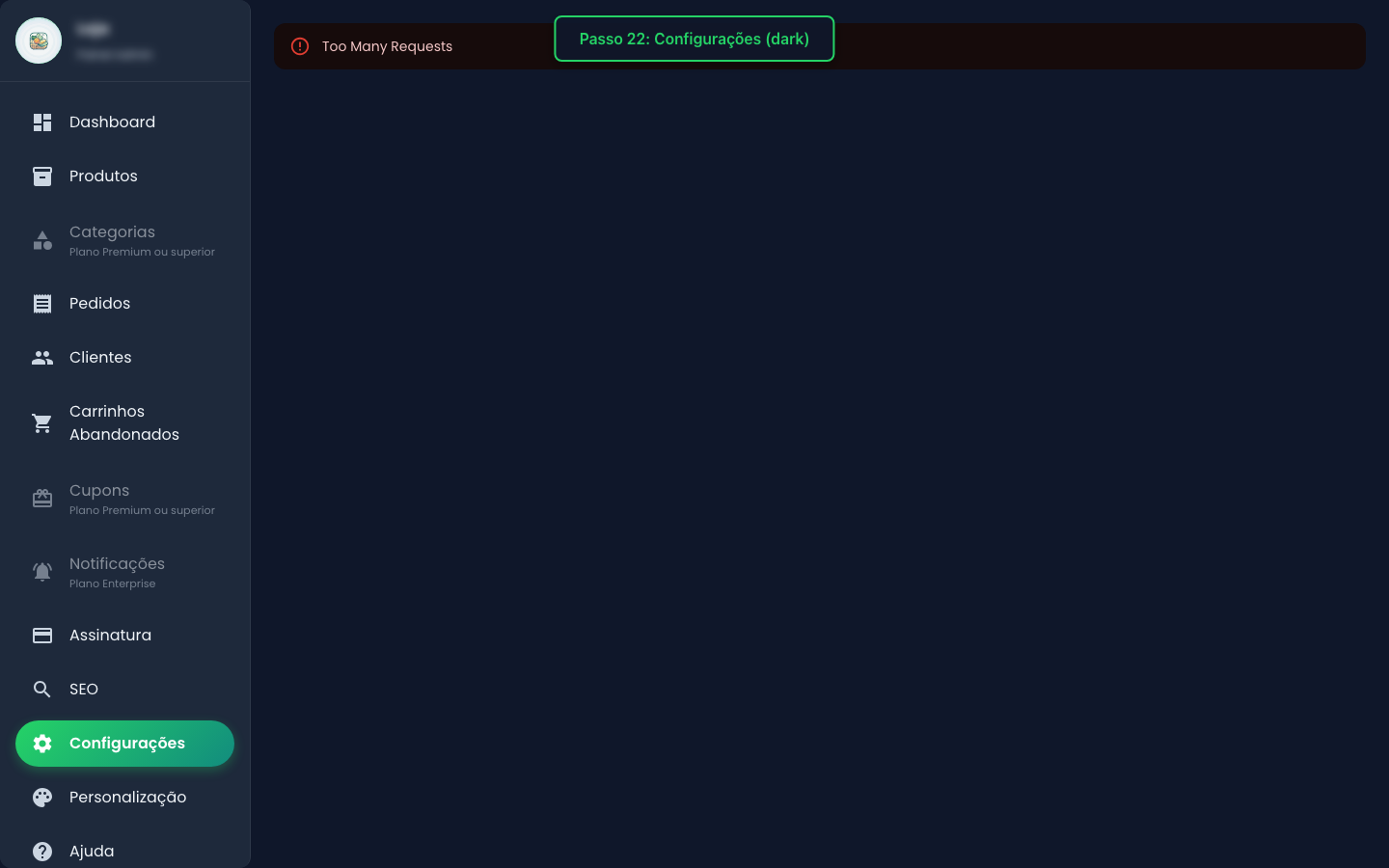Configurações (topo)