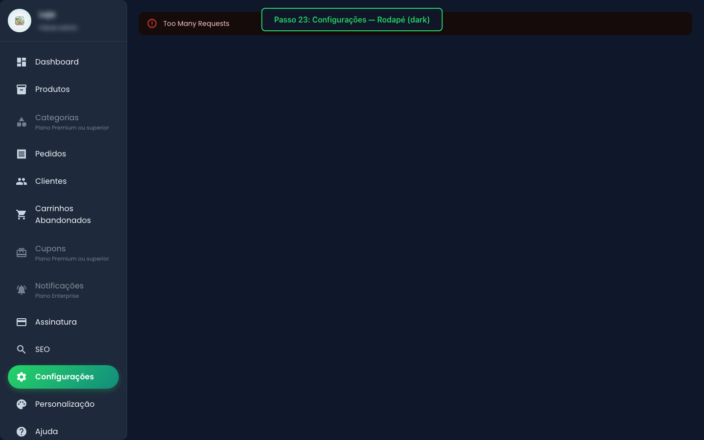 Configurações (rodapé)