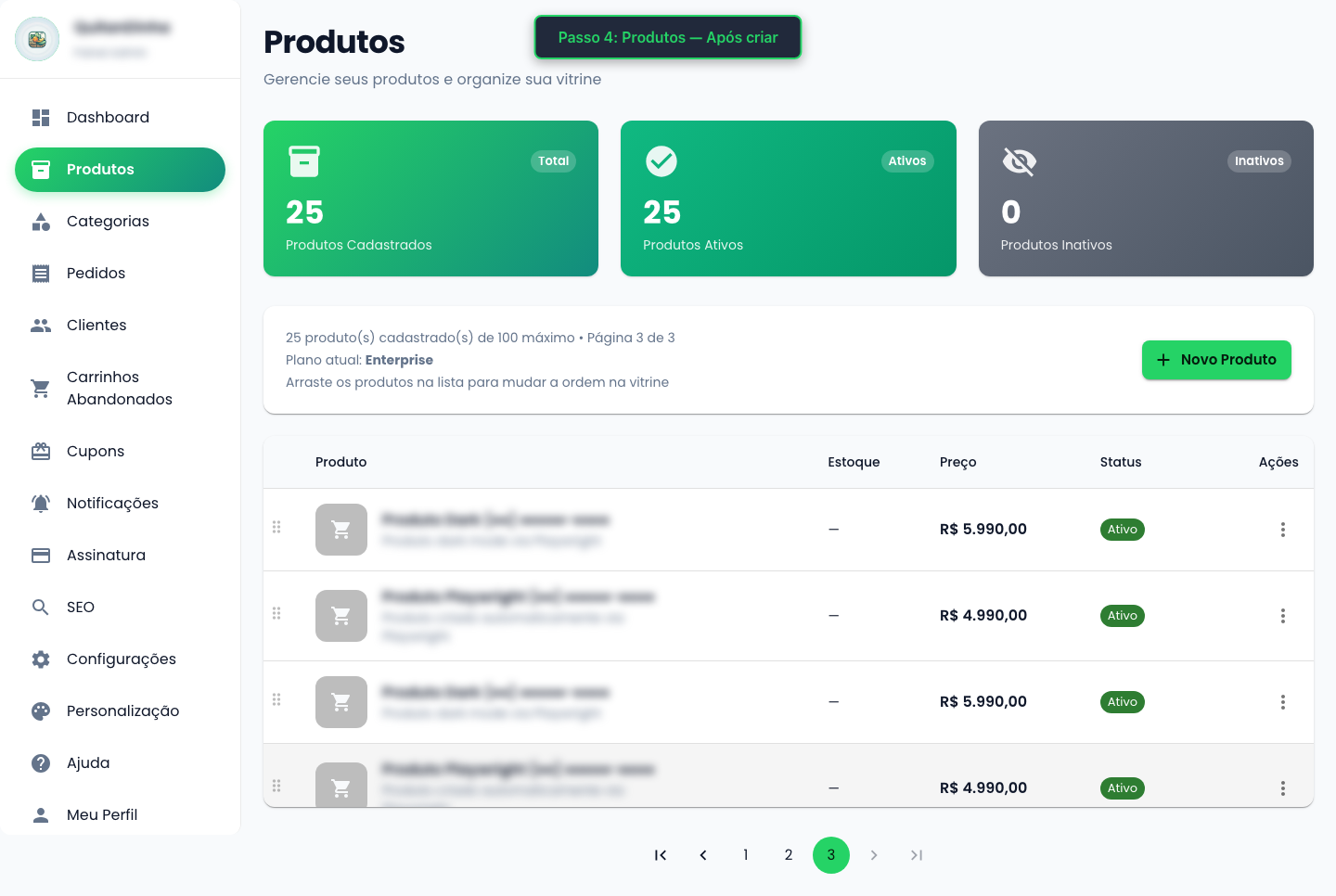 Produtos (após criar)