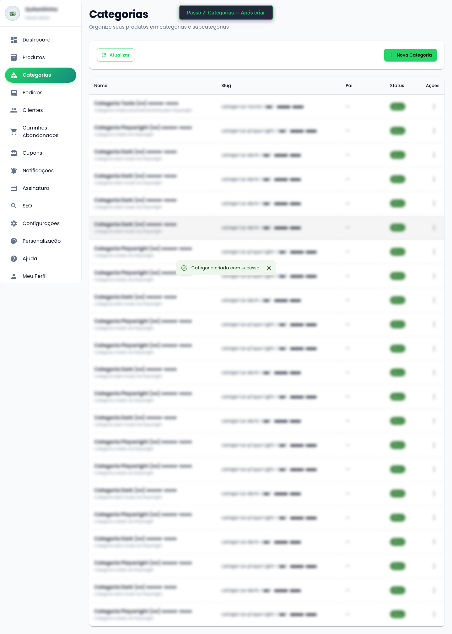 Categorias (após criar)