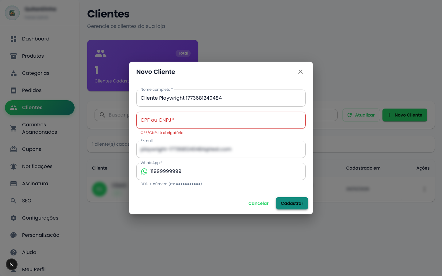 Clientes (após criar)