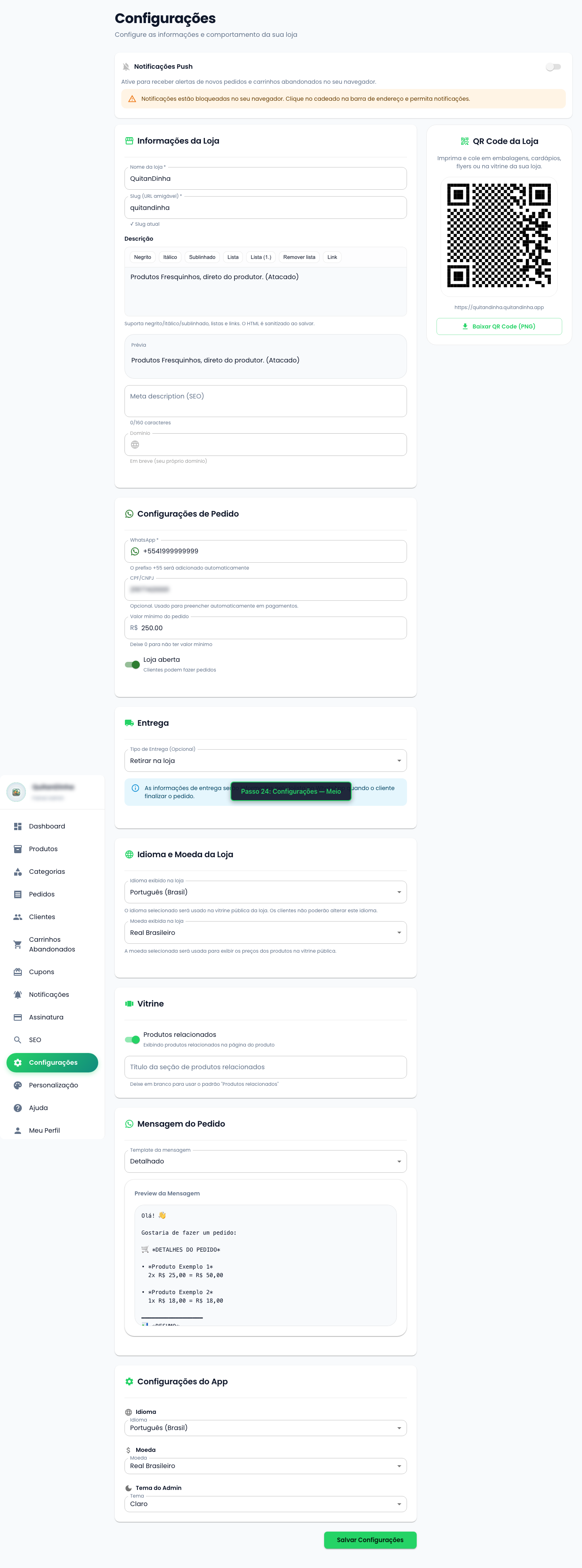 Configurações (meio)