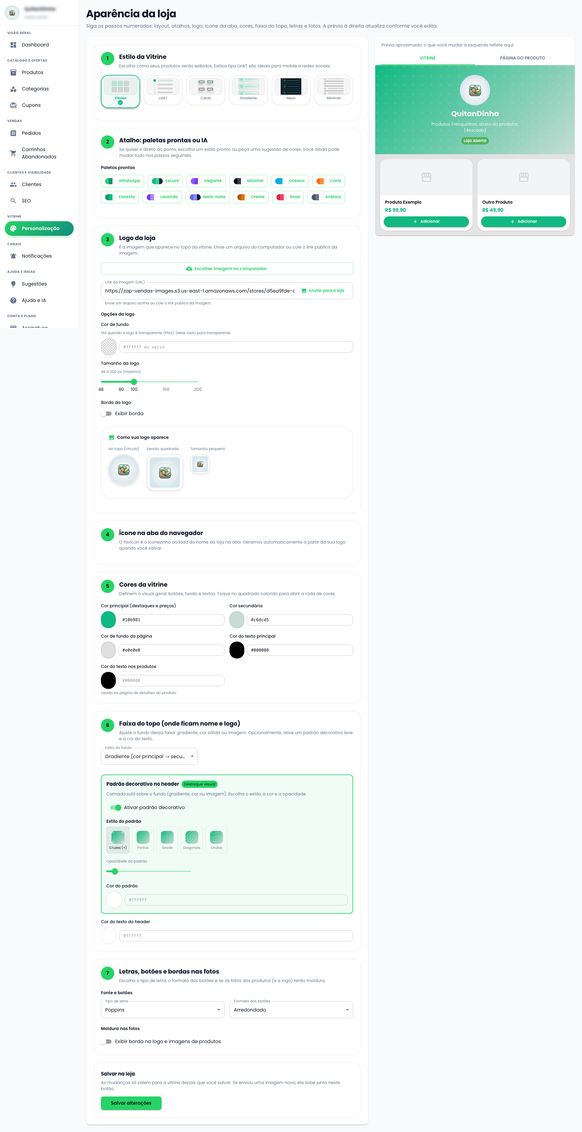 Personalização / Tema