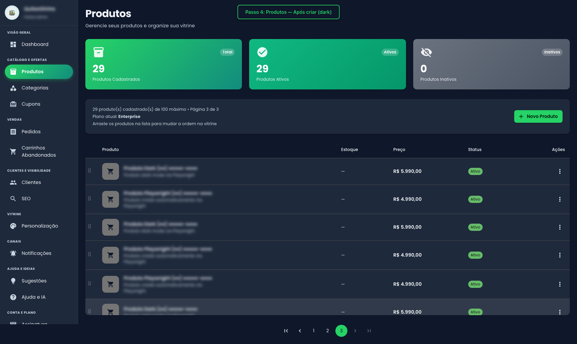 Produtos (após criar)