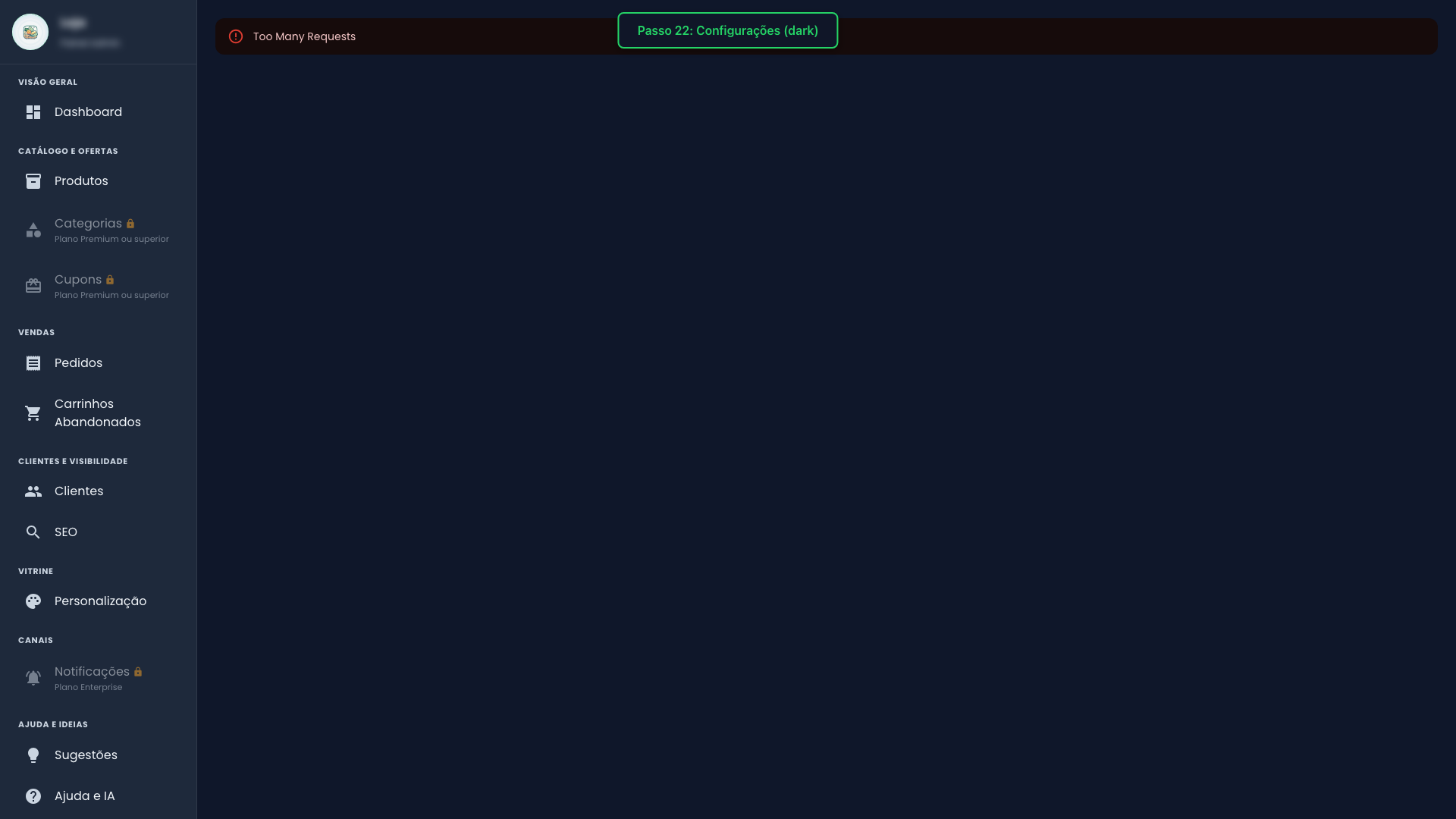 Configurações (topo)